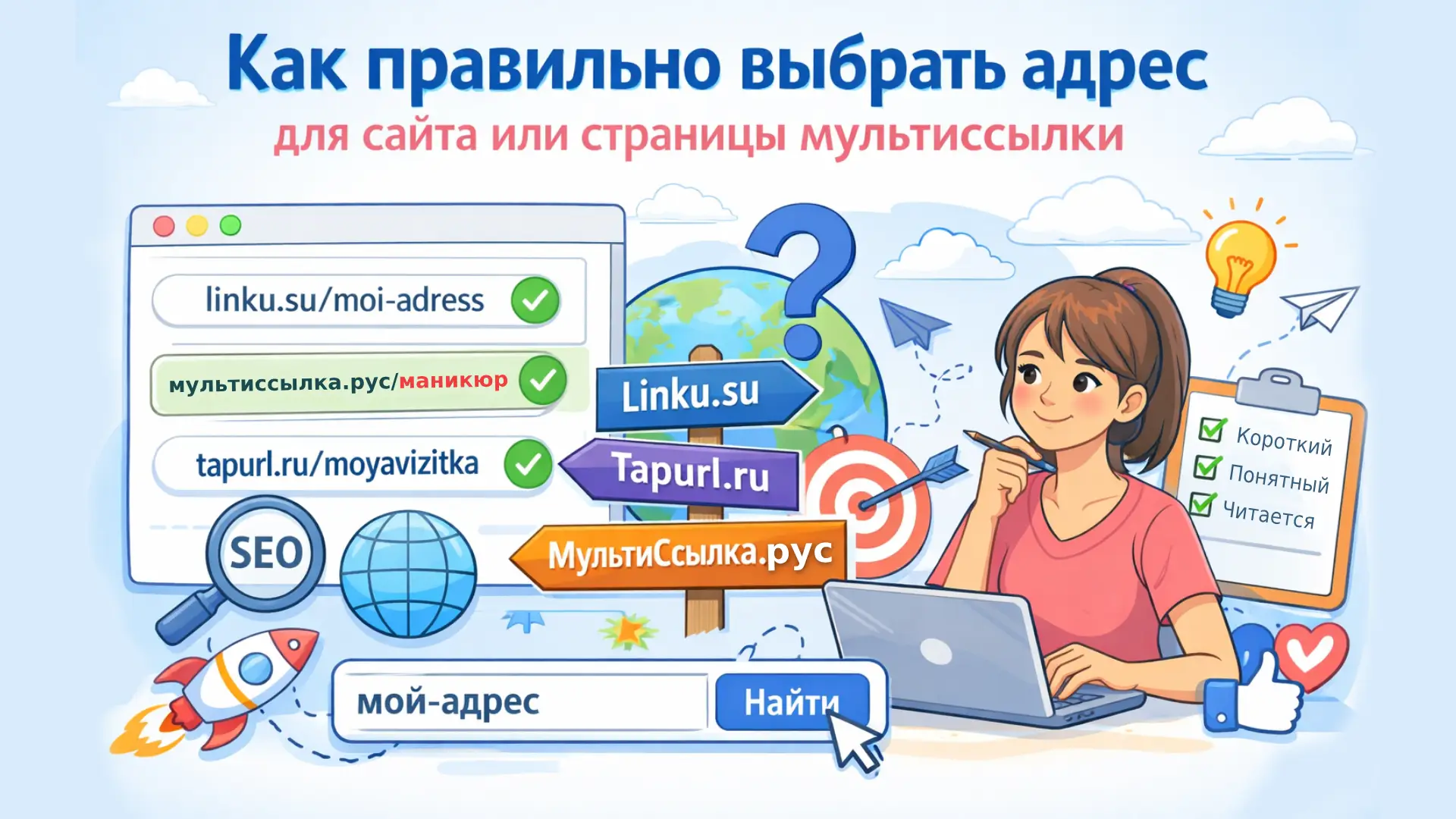 Как правильно выбрать адрес для сайта или страницы мультиссылки
