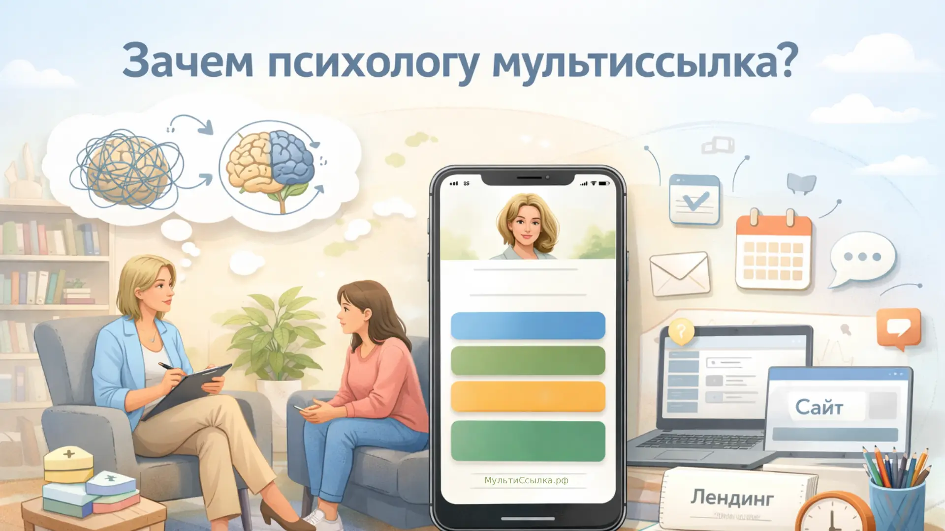 Зачем психологу мультиссылка, создаём сайт визитку для психолога