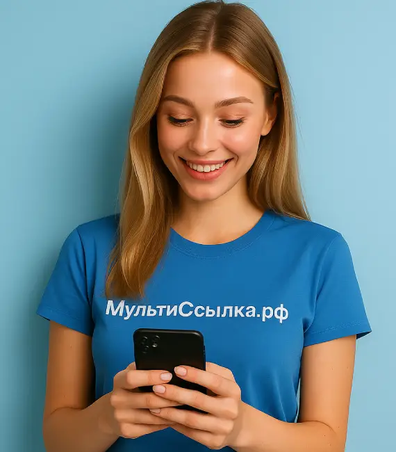 Девушка смотрит сервис мультиссылка.рф